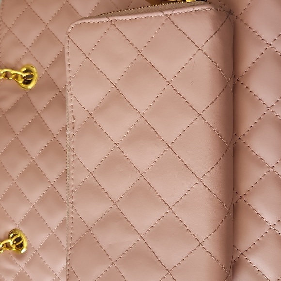Joy & Iman Blush Quilted Shoulder Bag W/ Matching Wallet - Picture 11 of 15